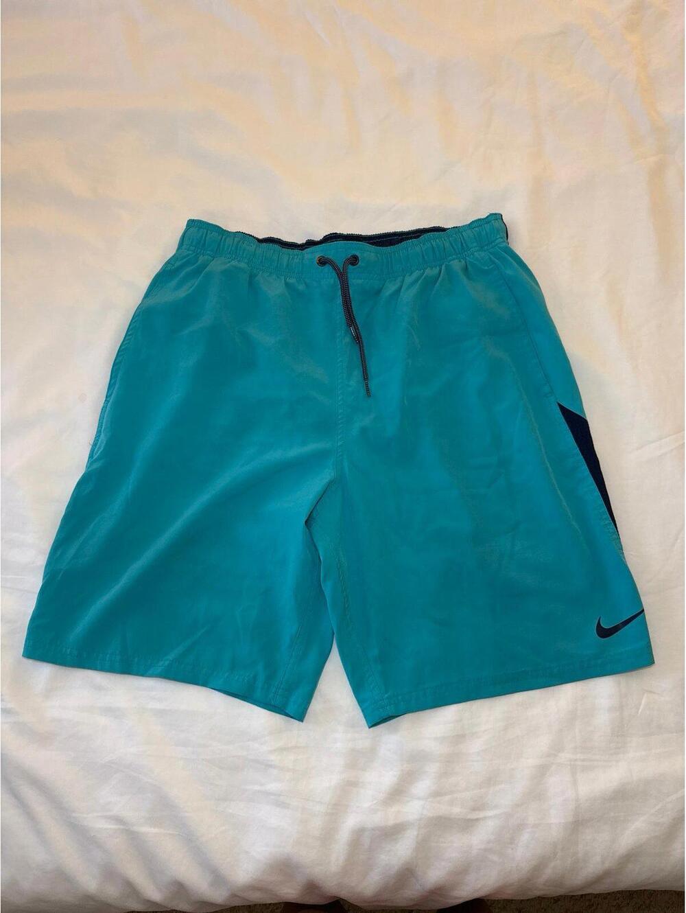 Nike Contend Volley Blue Green Mesh Lined Swim Short Large Men's